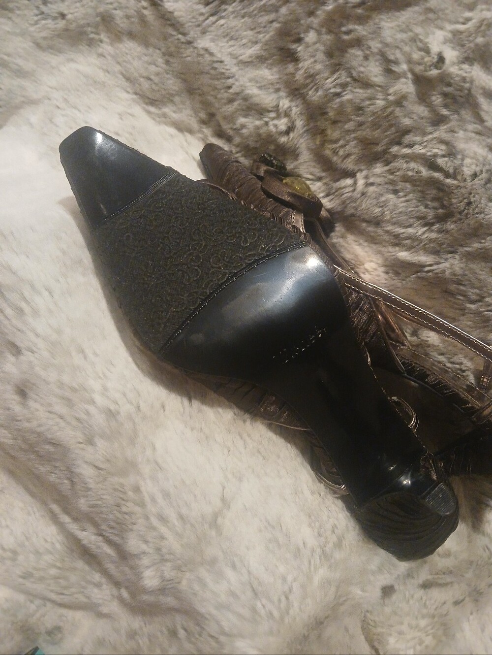 J.Renee Metallic Bronze Embellished Slingback Heels - Picture 4 of 4